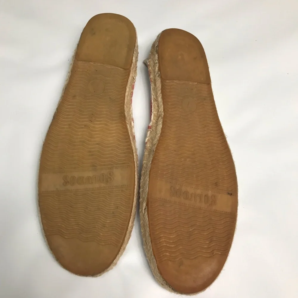 Soludos Red Stripe Espadrille Flats Size 7 Summer Canvas Shoes